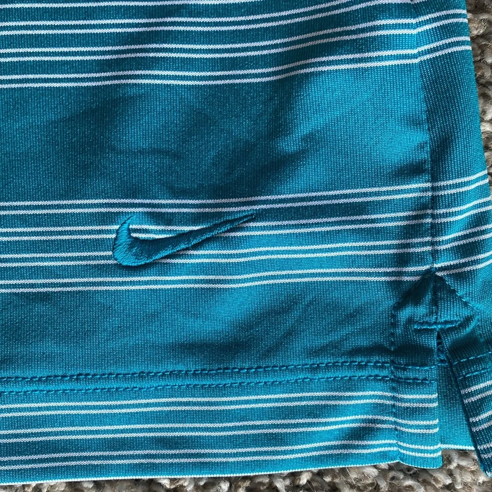 Nike Golf Tour Performance Dr-Fit Teal & White Stripe Polo Shirt, Women’s L